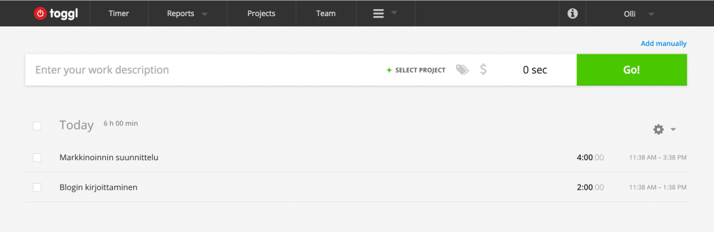 Toggl ajanhallinta